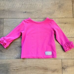 Eleanor Rose Girls Sz 3-4 Pink Long Sleeve Ruffle Sleeve Cuff Tee